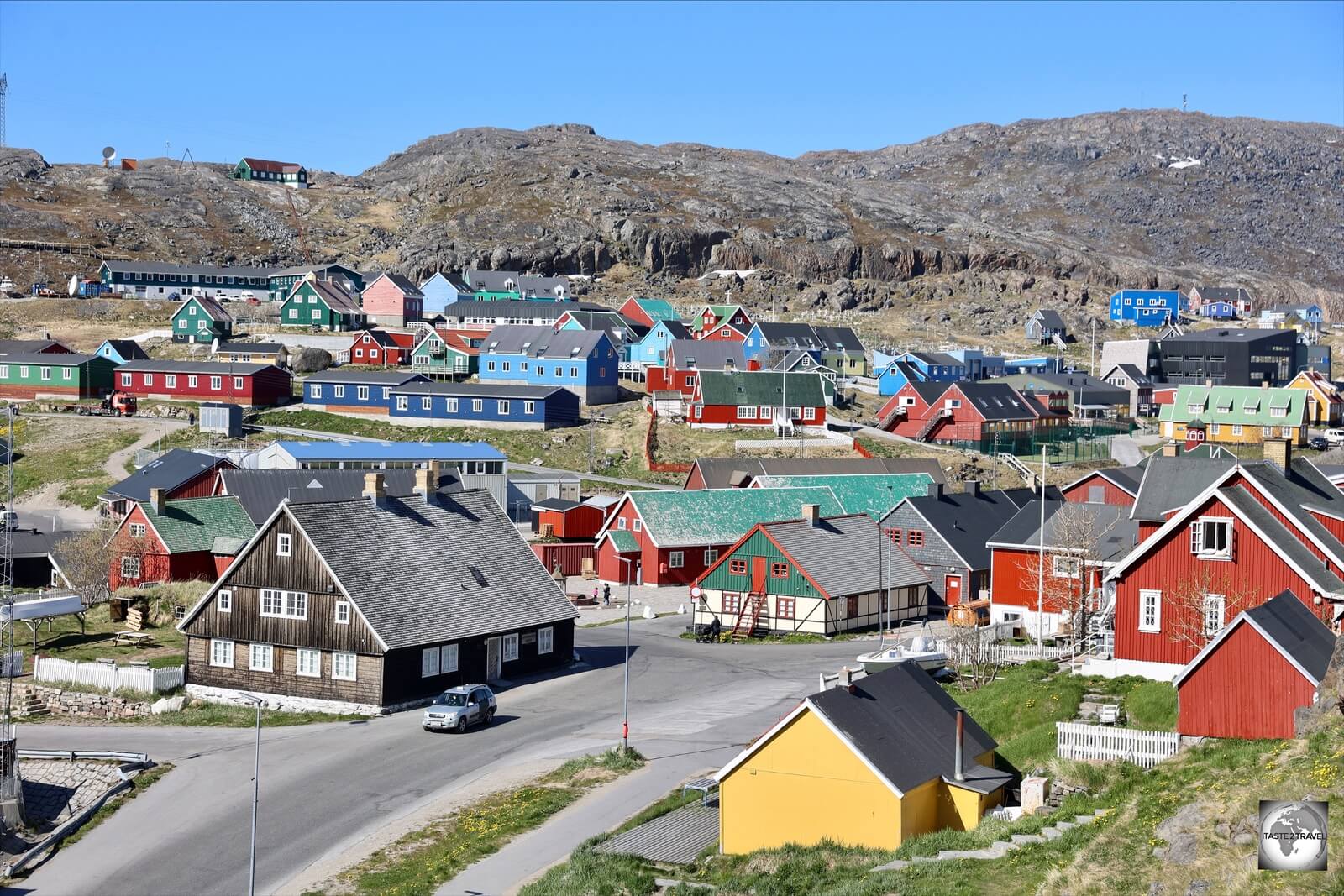 A view of Qaqortoq, the largest town in southern Greenland.