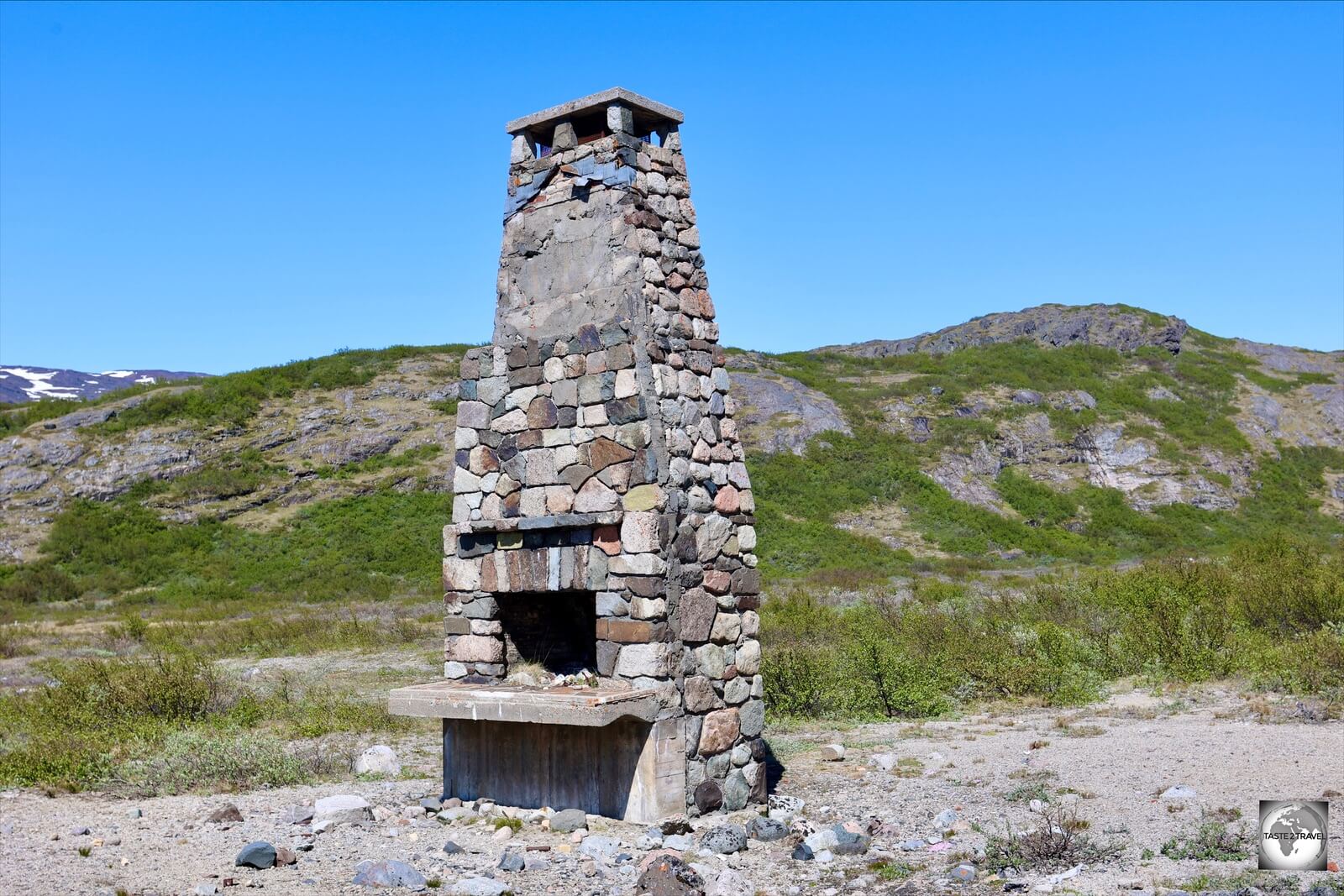 A lone chimney in Narsarsuaq is all that remains from a former US Military hospital.