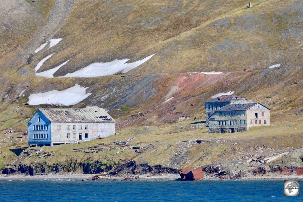 A view of the former Russian mining settlement of Grumant.