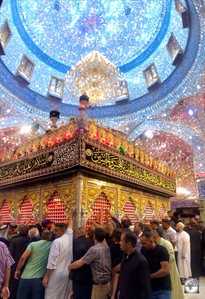 Pilgrims at the Holy Shrine of al-Abbas, a highlight of Karbala.