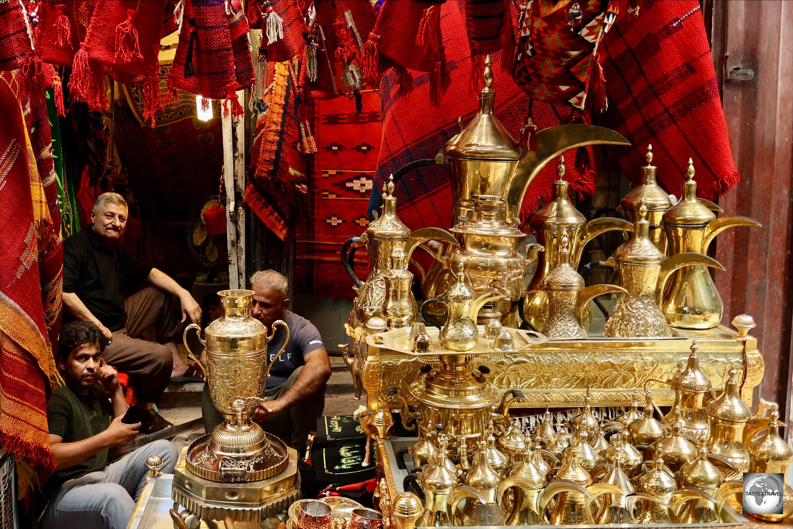 A copper shop in the Al-Safafeer souk, Baghdad.