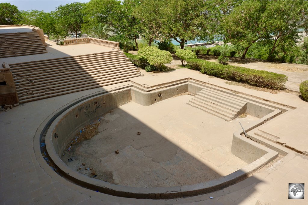 A view of the former palace swimming pool from the master bedroom.