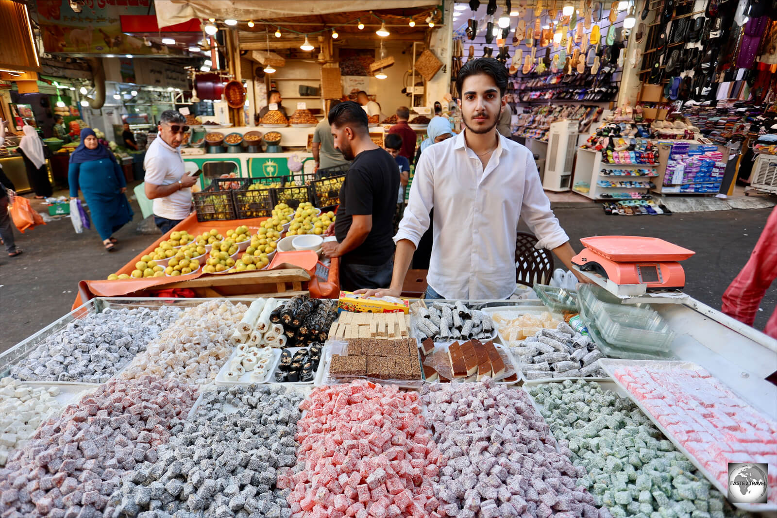 Turkish Delight seller in Sulaimaniyah souk. 