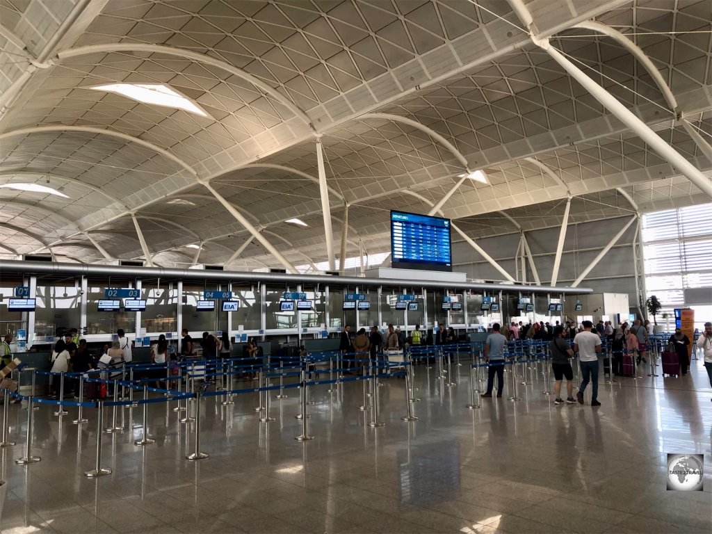 The departure hall at Erbil International Airport.