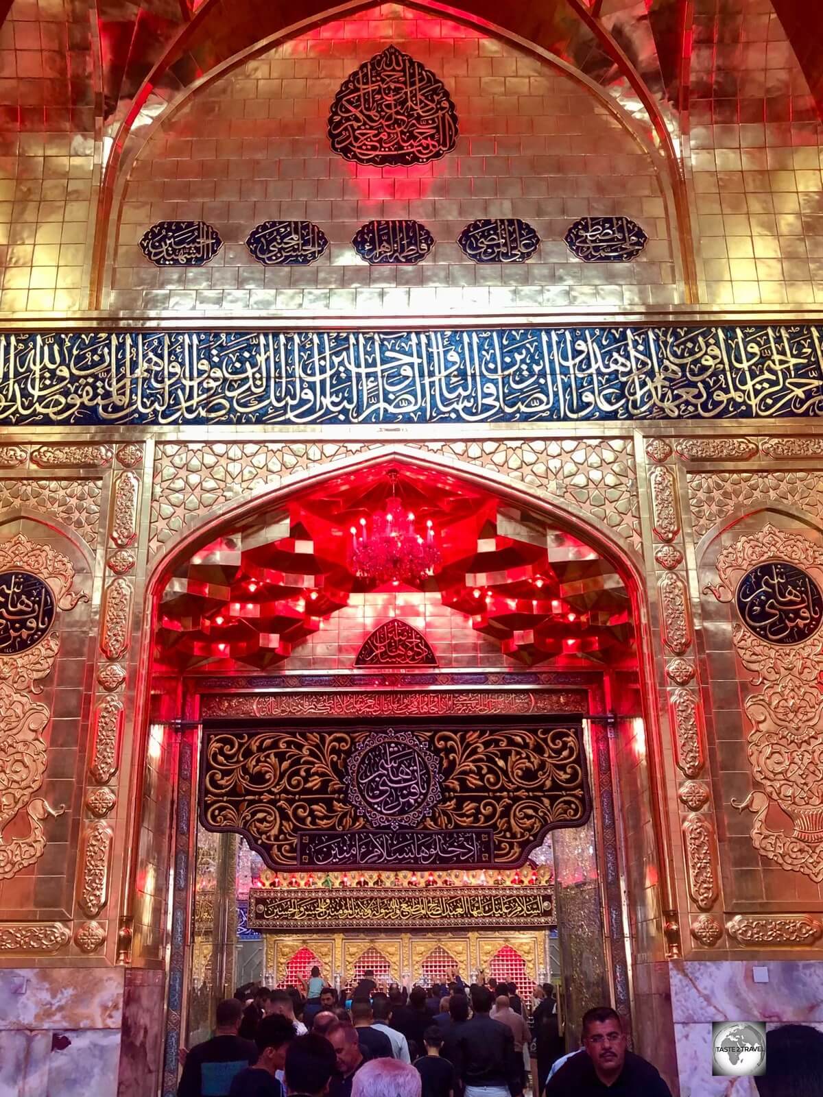 Gold-plated bricks at the entrance to the Holy Shrine of al-Abbas.