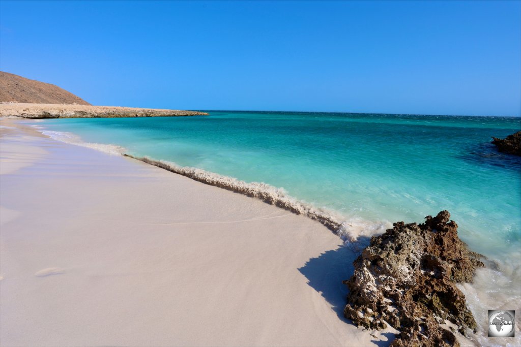 Beautiful Hala beach, a typical beach on the east coast of Socotra.