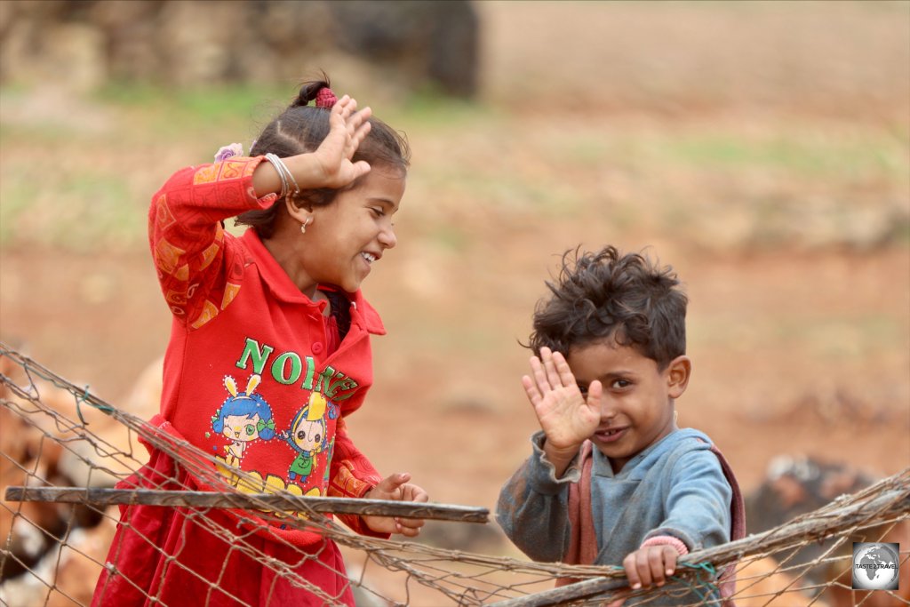 Children on Diksam plateau, Socotra.