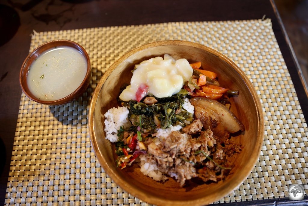 My lunch at the Babesa restaurant included a selection of classic Bhutanese dishes.