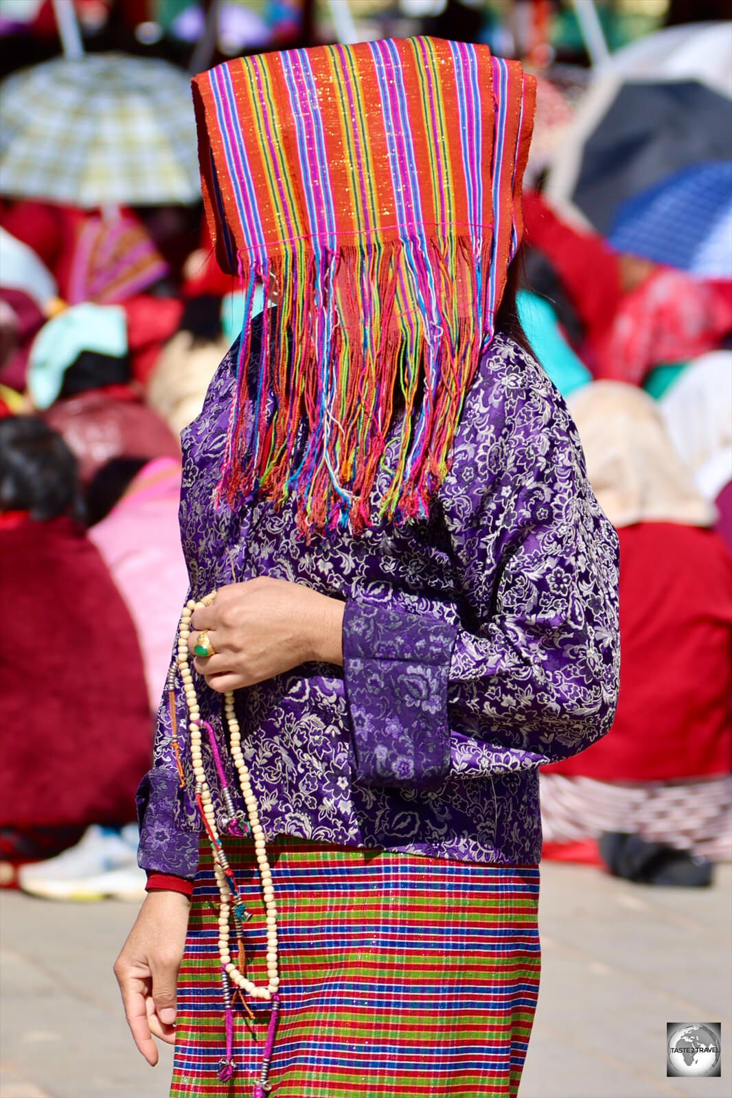 A worshiper at the Dordenma Buddha temple complex. 