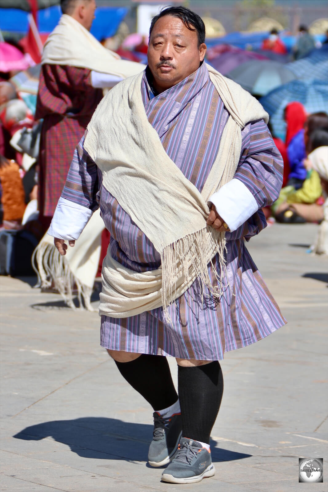 A worshipper, circumambulating the Buddha Dordenma.