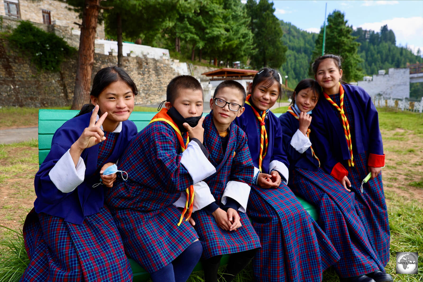 A group of school children from a special needs school at the National Museum of Bhutan.