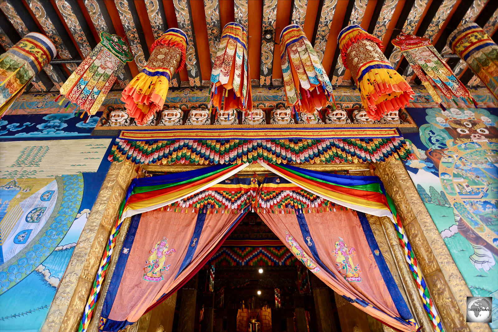 The entrance to the temple at Punakha Dzong. 