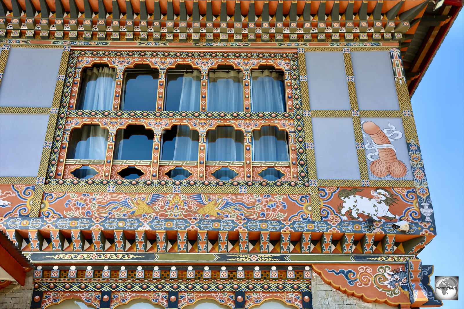 Houses in Bhutan are wonderfully decorative and often feature ejaculating phalluses. 