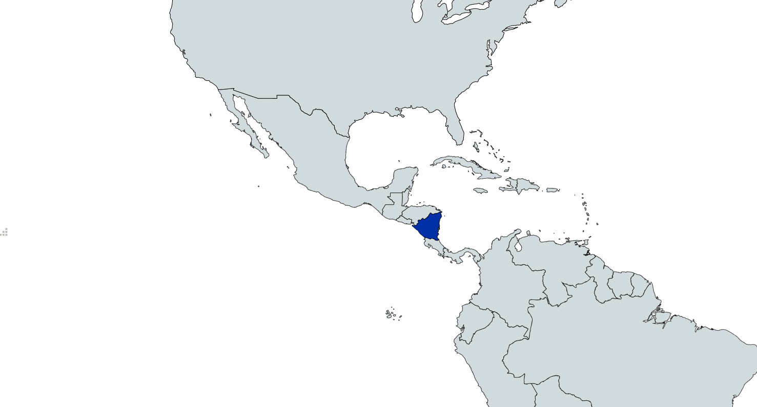 Map highlighting Nicaragua