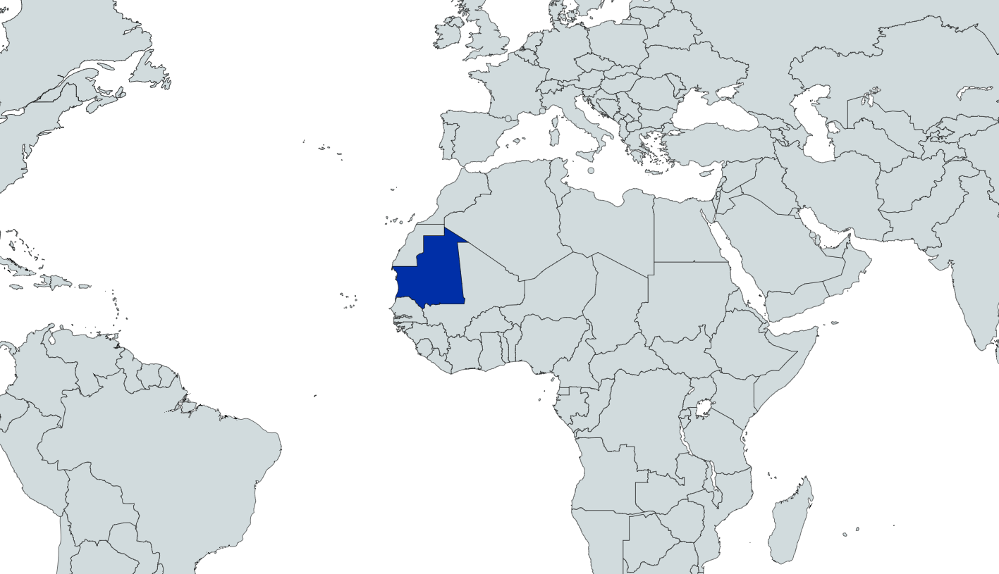 Map highlighting Mauritania