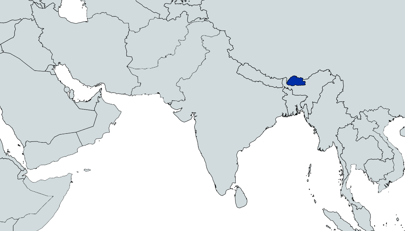 Map highlighting Bhutan