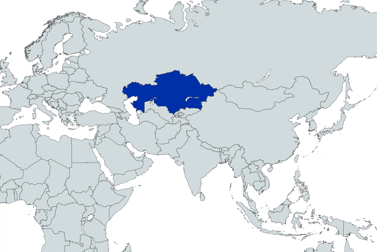 Map highlighting Kazakhstan