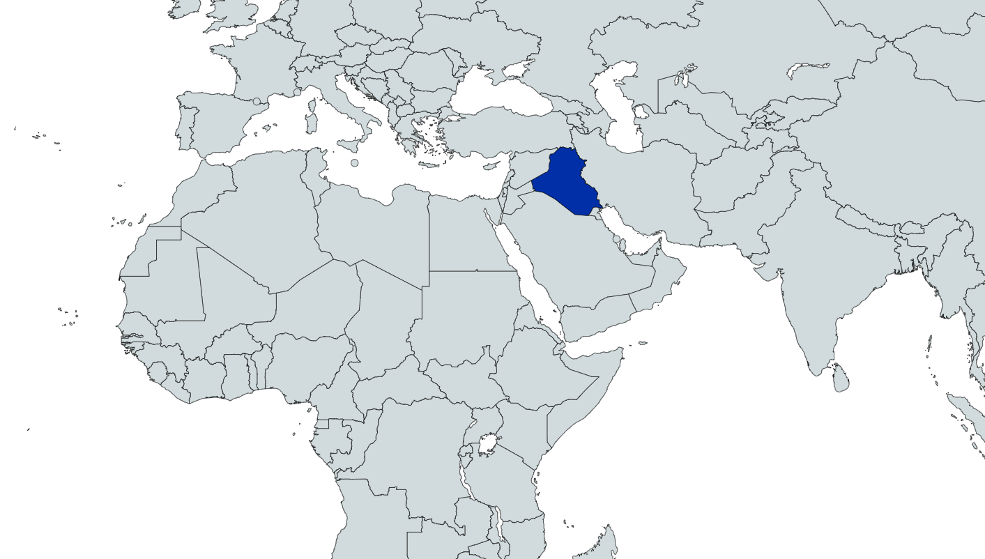 Map highlighting Iraq