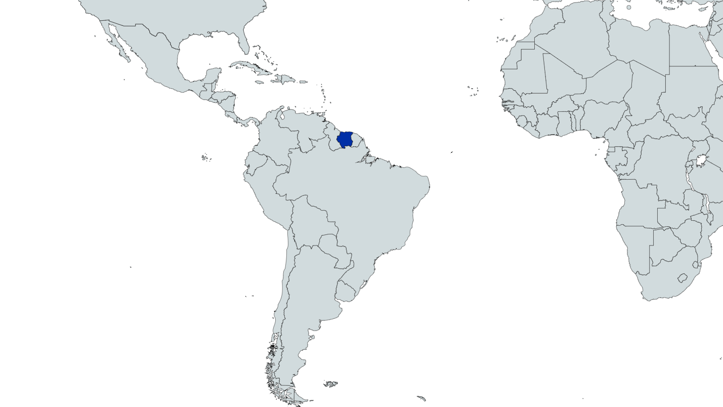 Map highlighting Suriname