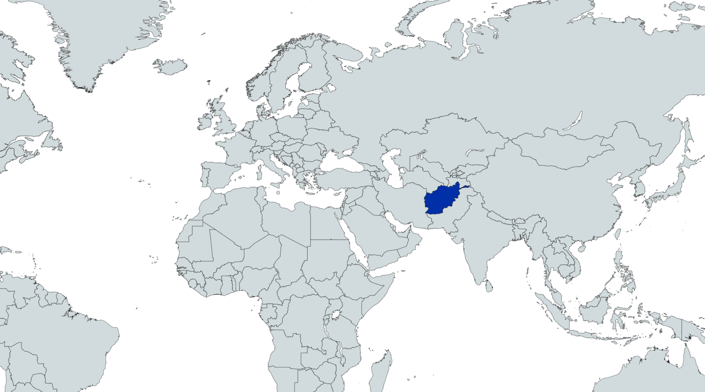 Map highlighting Afghanistan