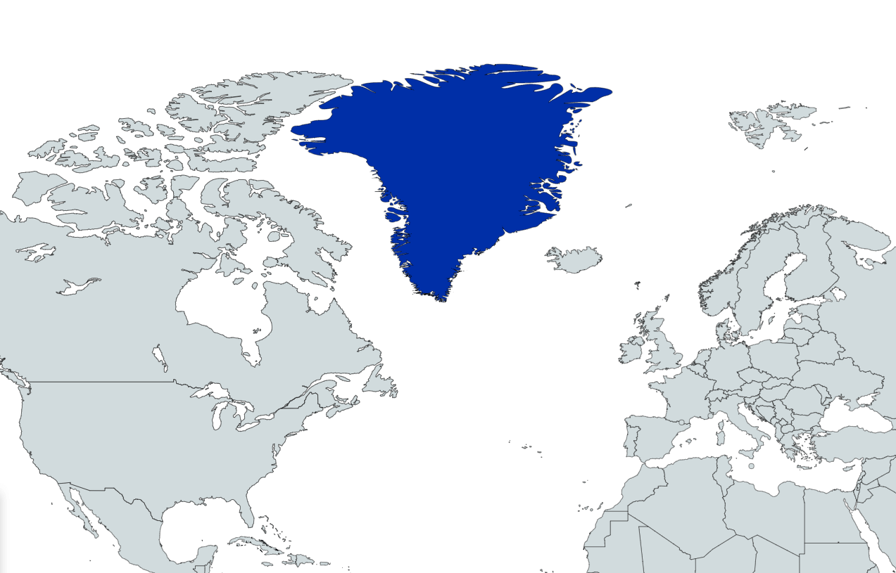 Map highlighting Greenland