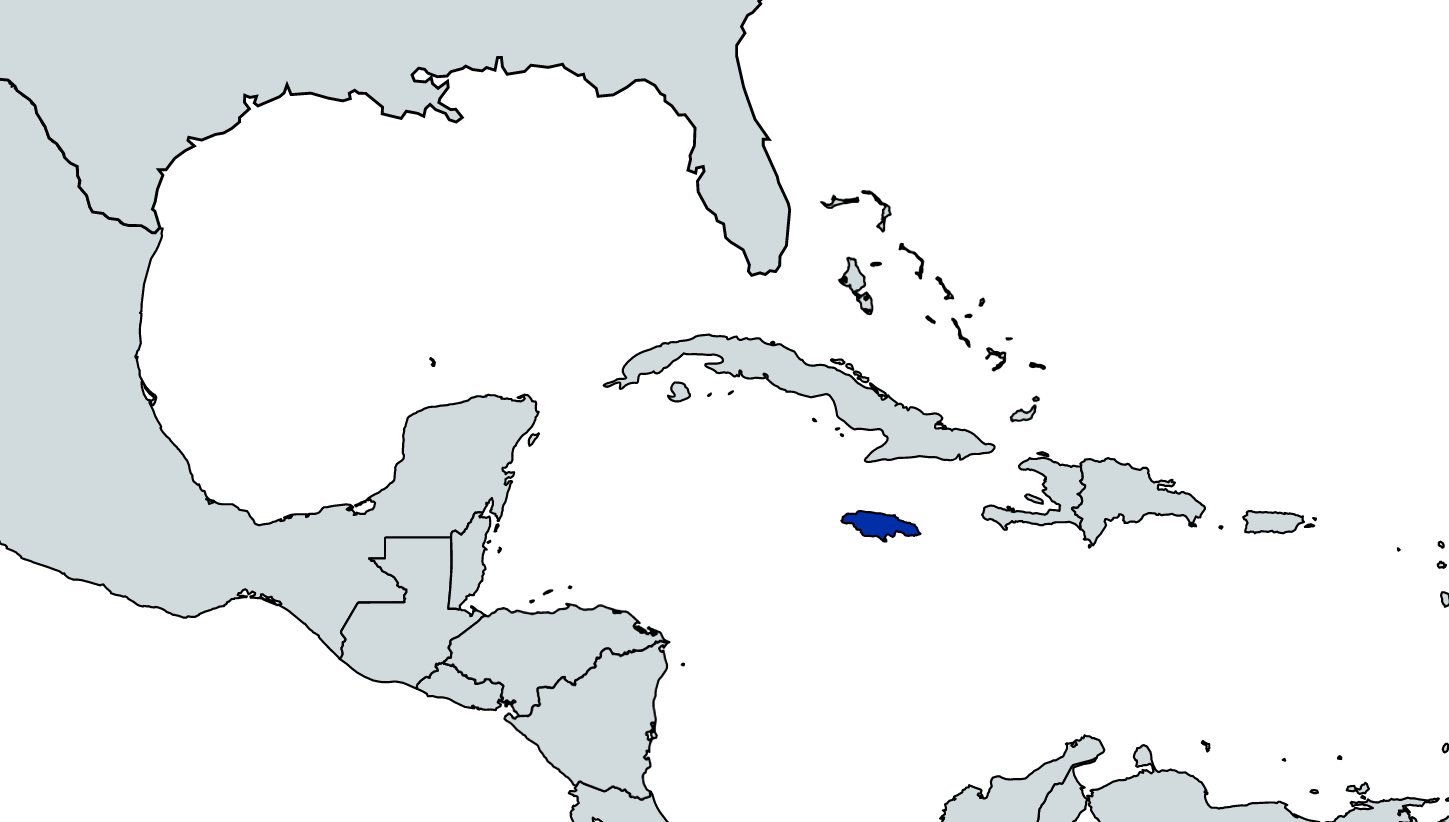 Map highlighting Jamaica