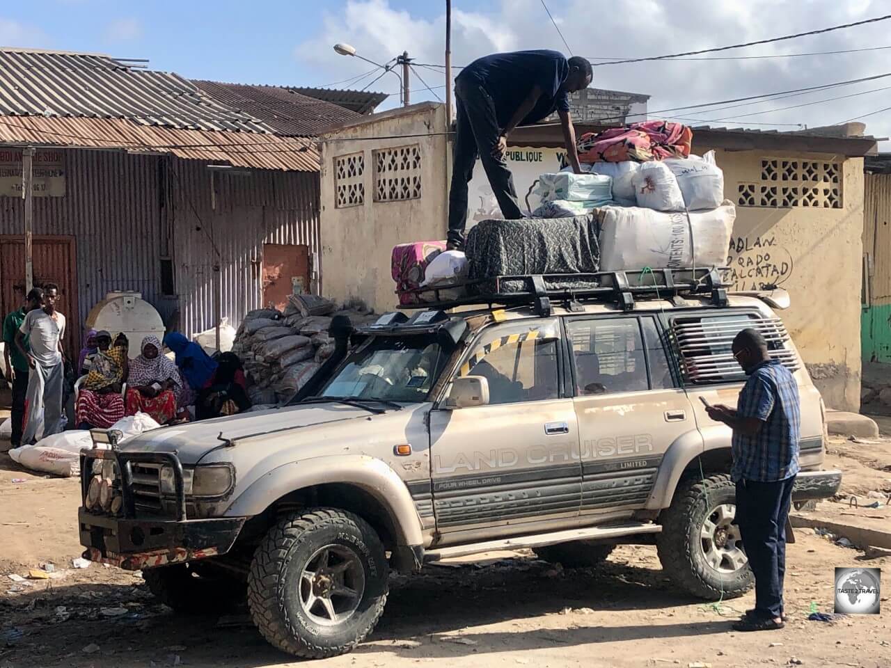 A Somaliland 4WD, being readied for its overnight journey from Djibouti City to Hargeisa. 