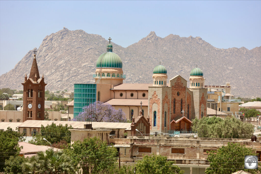 The view of Keren city is dominated by St. Antonios church.