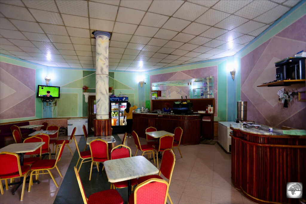 The interior of the Milan Restaurant in Adi Keyh.