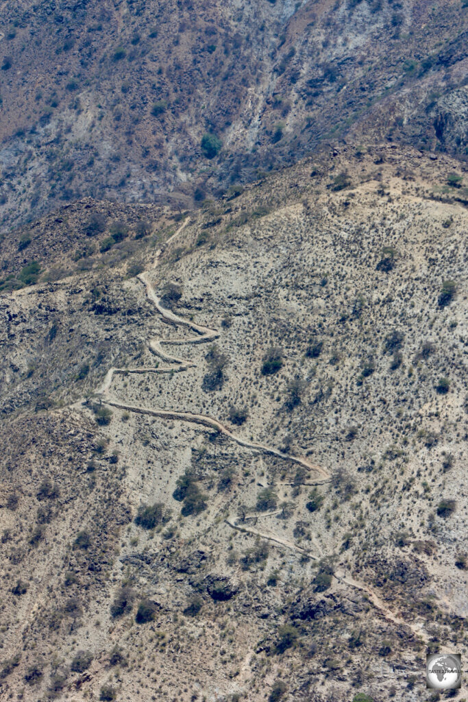 A track, used by ancient camel caravans, leads from the depths of Great Rift Valley up to the plateau.