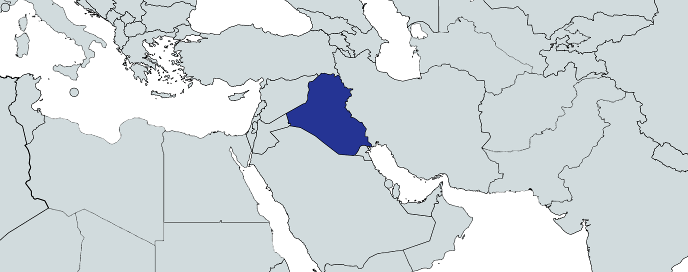 World Map Quiz: Map Highlighting Iraq