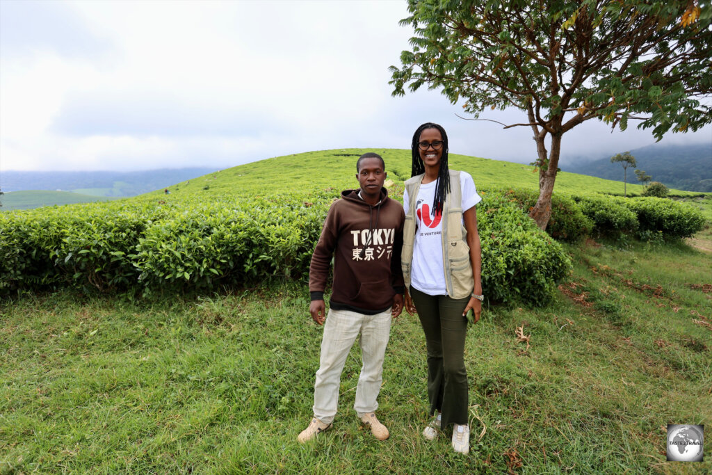 With my guide, Uwimana Dative, and a representative from Taza Tea.