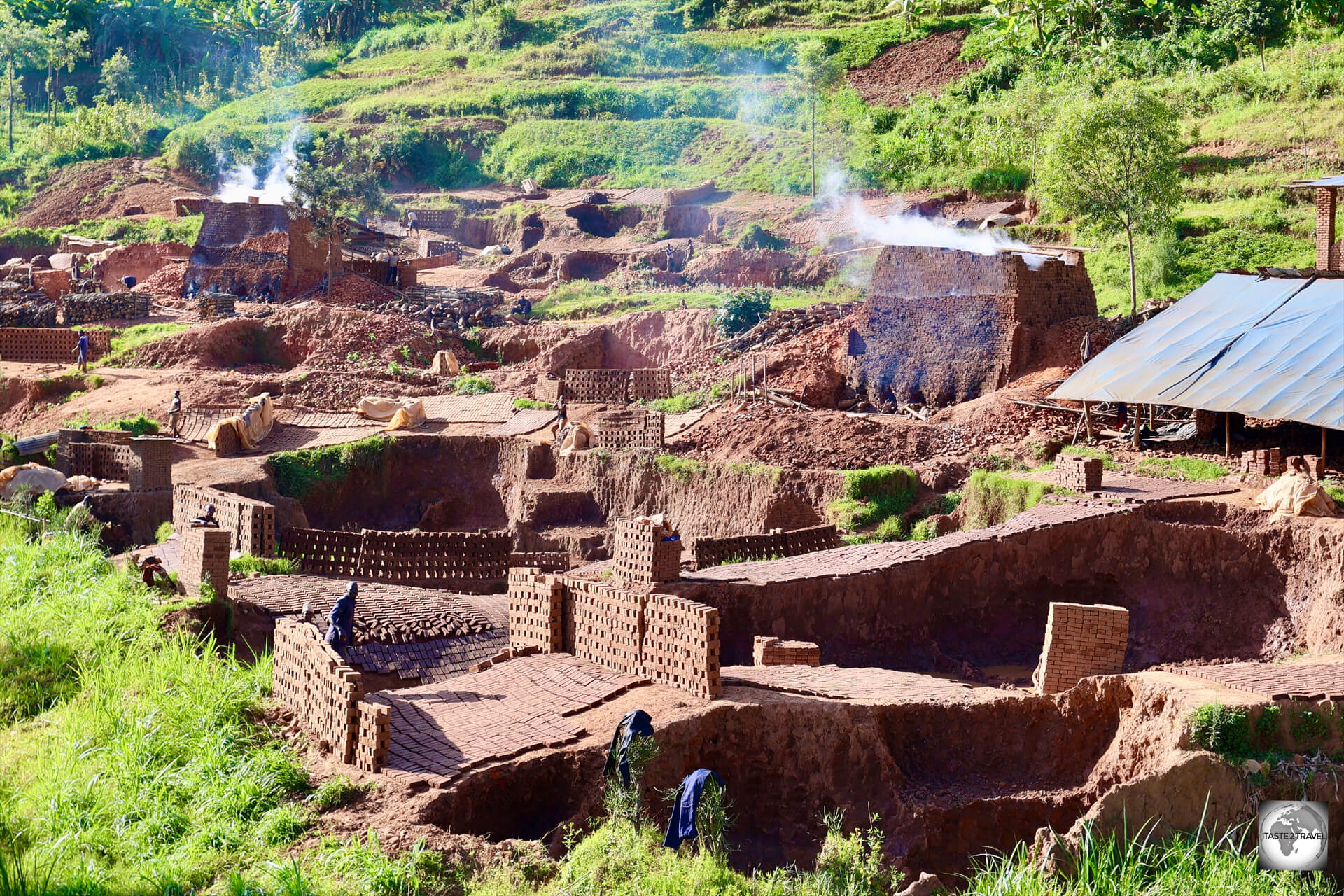 A view of the roadside brickworks, which is located on the highway, south of the town of Kibuye.