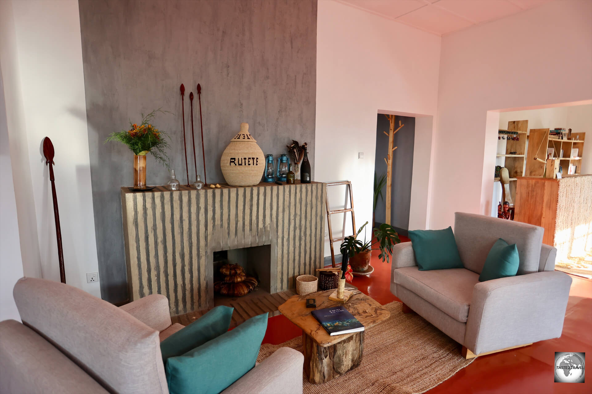 The beautifully designed interiors of the Rutete Eco Lodge, including the upholstered chairs, were handmade, from locally sourced materials, by local villagers.