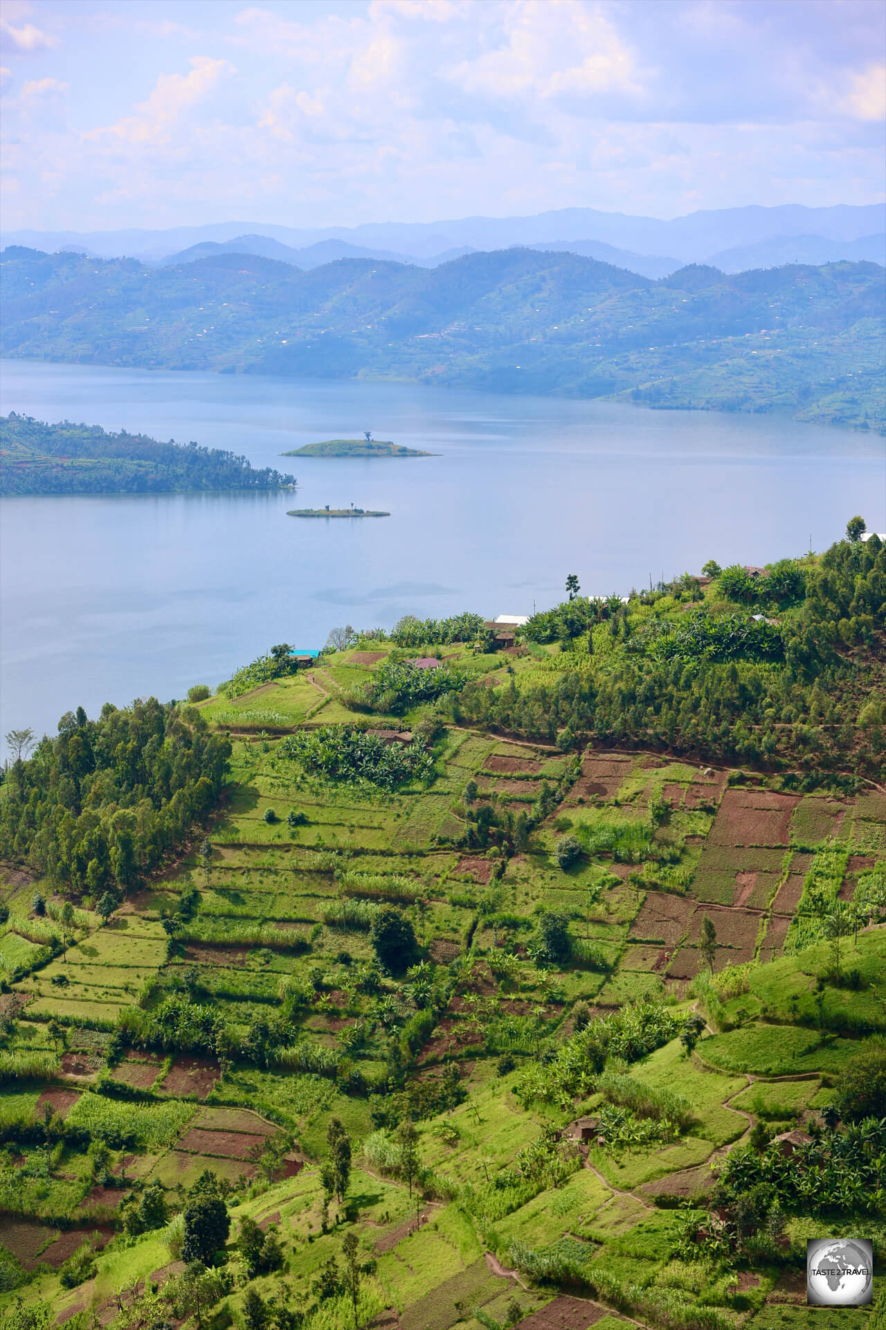 The fertile hills which surround the shores of Lake Ruhondo are ideal for farming.