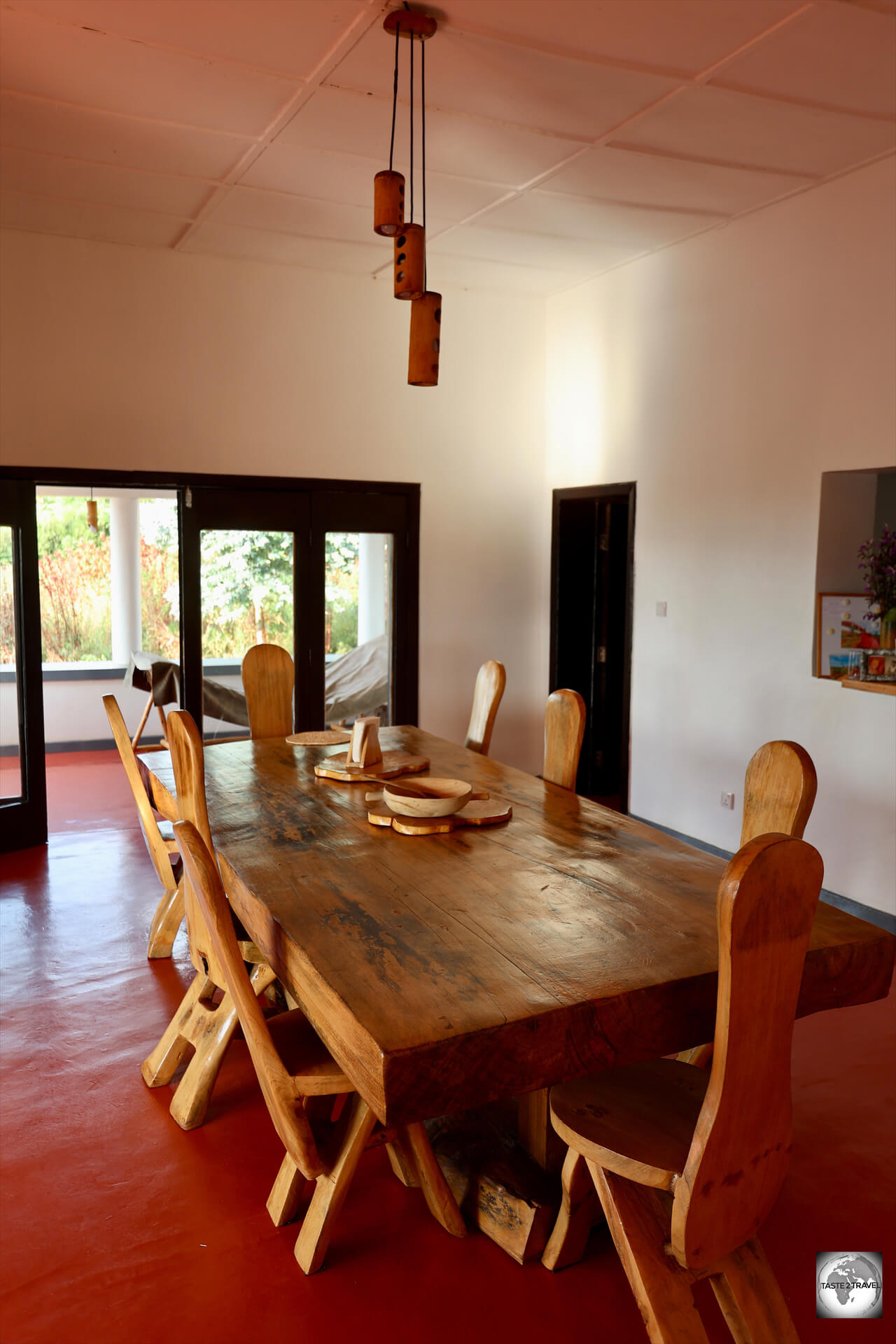 The most amazing meals were served at the large handmade dining table at the Rutete Eco Resort. 