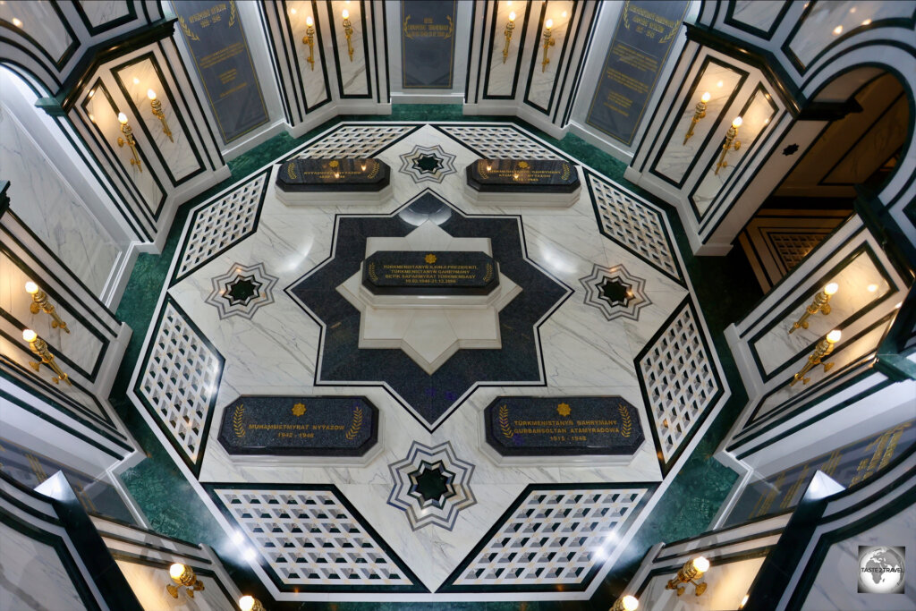 A view of the mausoleum of former president, Saparmyrat Nyýazow. A view of the mausoleum of former president, Saparmyrat Nyýazow.