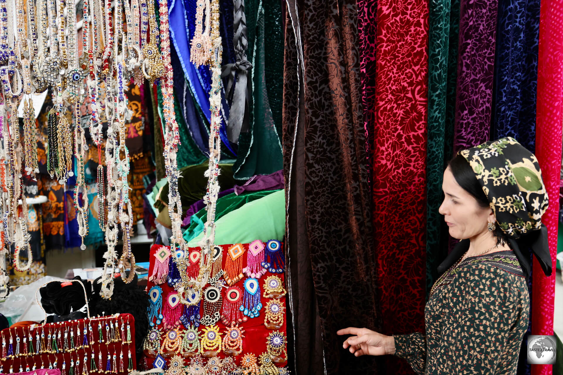 Most Turkmen women wear traditional dress on a daily basis. 