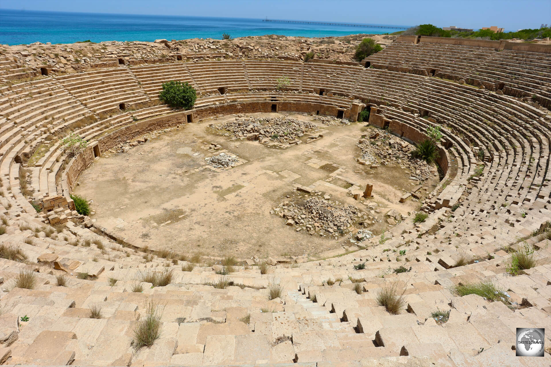 Located more than one kilometre from the main site, the Amphitheatre at Leptis Magna could accommodate 16,000 spectators.