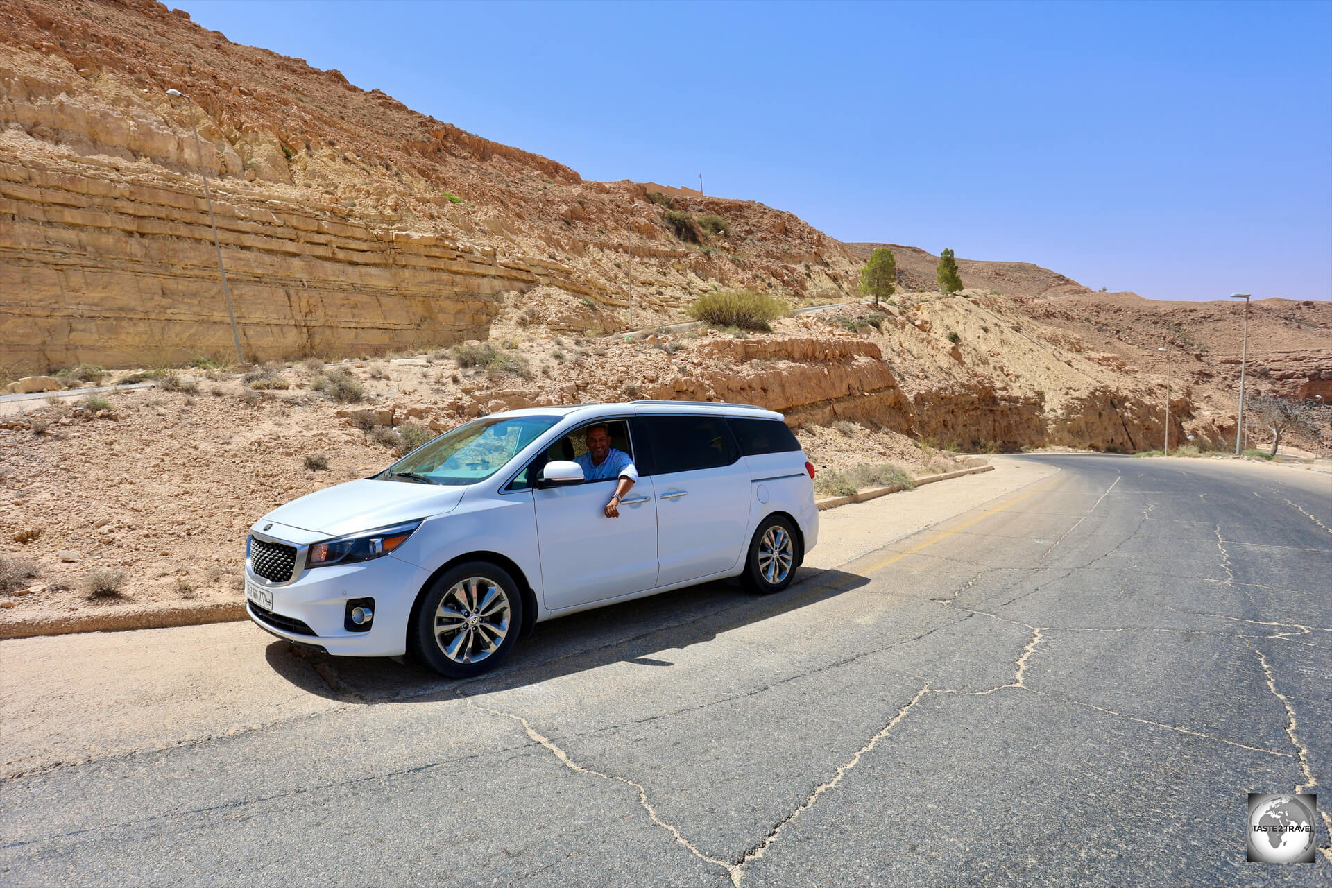 Touring the Libyan countryside, with Tidwa Tours, in a very comfortable Kia, which I had to myself. 