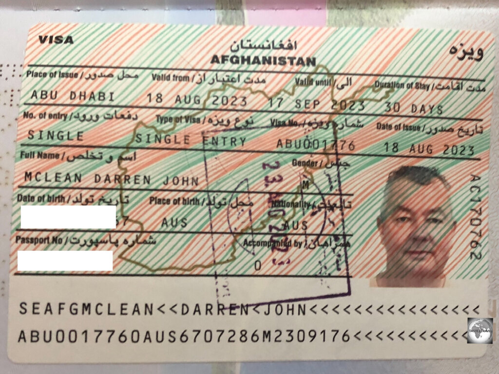 My Afghanistan visa was issued in Abu Dhabi.