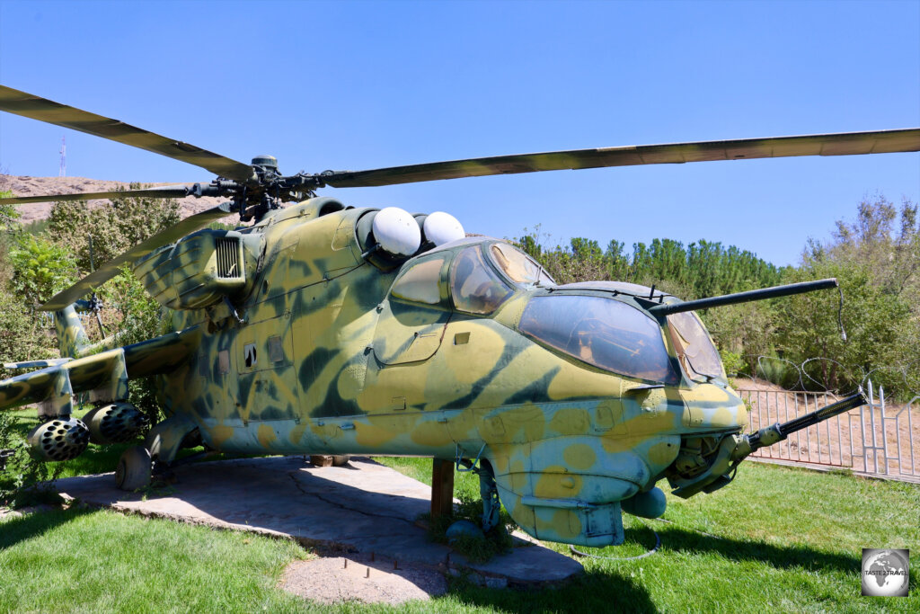 A captured Soviet helicopter at the Jihad Museum in Herat..