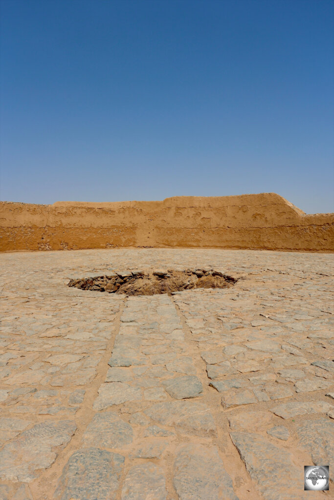 Inside the Tower of Silence, bodies of the deceased were laid out on this pavement, where they were devoured by vultures.