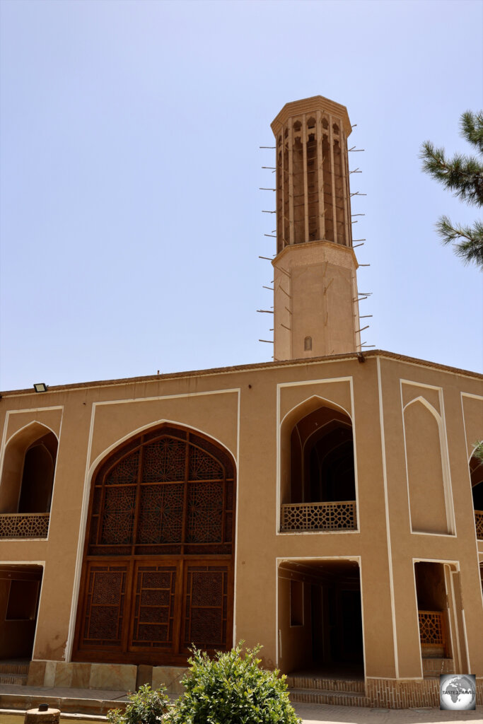 The centerpiece of the Dowlat Abad Garden is a 33.8 metre tall windcatcher, the tallest adobe-made windcatcher in the world.