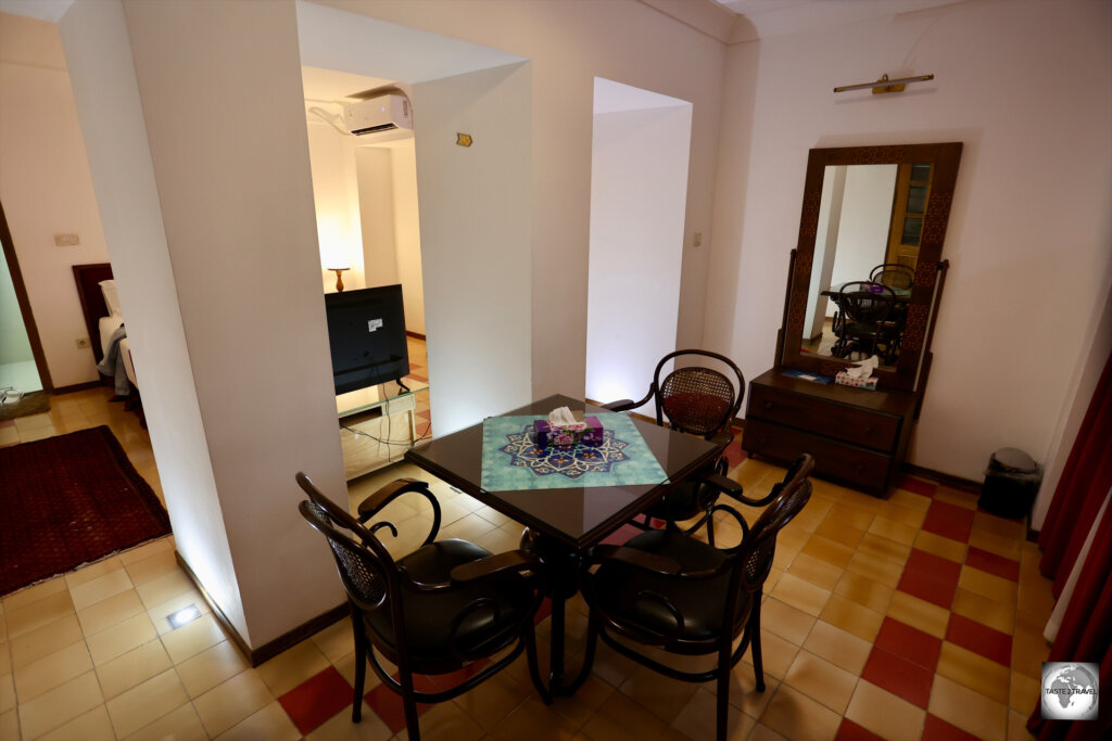 A view of my spacious room at Keryas Traditional Hotel in Esfahan.