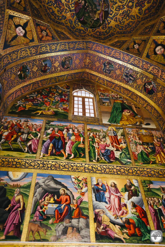 The walls of Vank cathedral are covered with colourful frescoes.