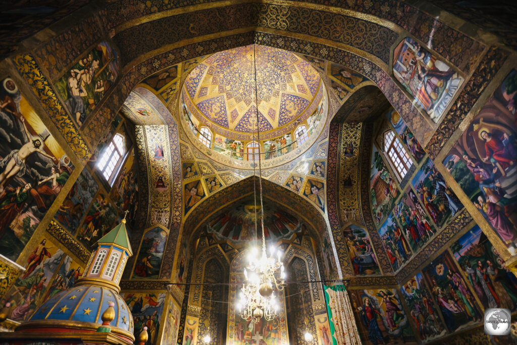 A view of the richly decorated interior of Vank Cathedral.