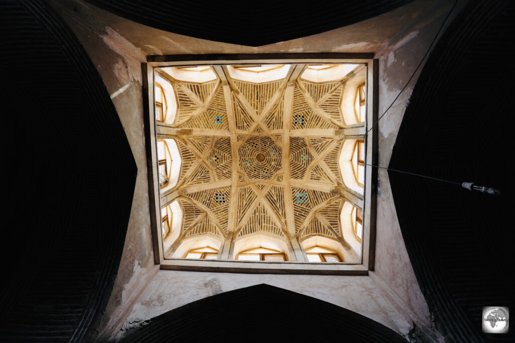 One of the domes, inside the hypostyle hall at the Jameh Mosque.