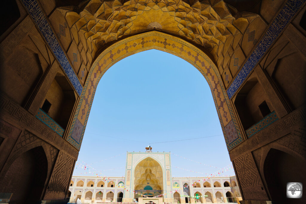 A view from the east Iwan, across to the west Iwan, at the Jameh Mosque.