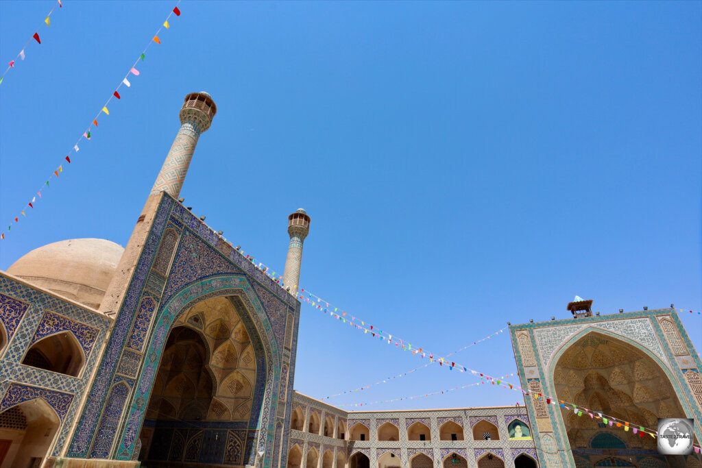 A view of two of the four Iwans which line the central courtyard at the Jameh Mosque in Esfahan.